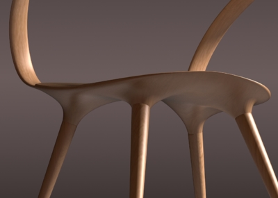 现代木艺曲木靠背椅子