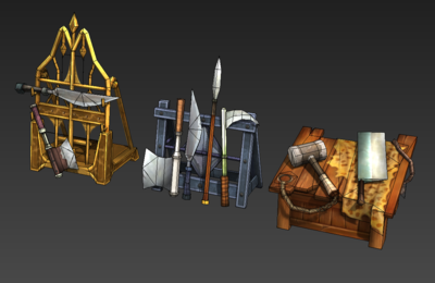 卡通西方武器架武器支架武器库武器房兵器冷兵器兵器架