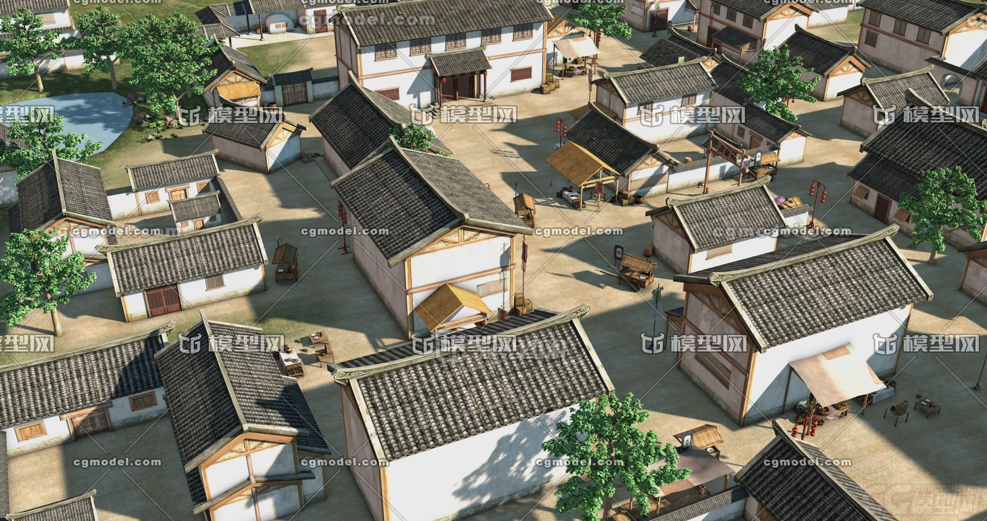 古代村落 古代村庄 民居 西华村,古建筑 影视级模型,有绑定