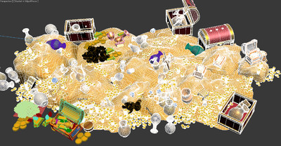 宝藏金库藏宝洞元宝金币珠宝瓷器_cg平价专营作品_场景场景部件_cg