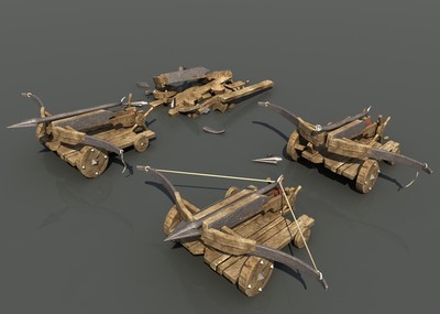 弩车战车完好及损毁多种状态