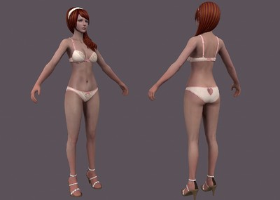 手绘风格内女模特 金发美女 【简模】黄金比例的女人体 比基尼美女