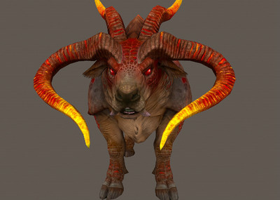 带绑定的石化牛   两种皮肤的四角兽   赤焰牛  火属性牛   水属性牛