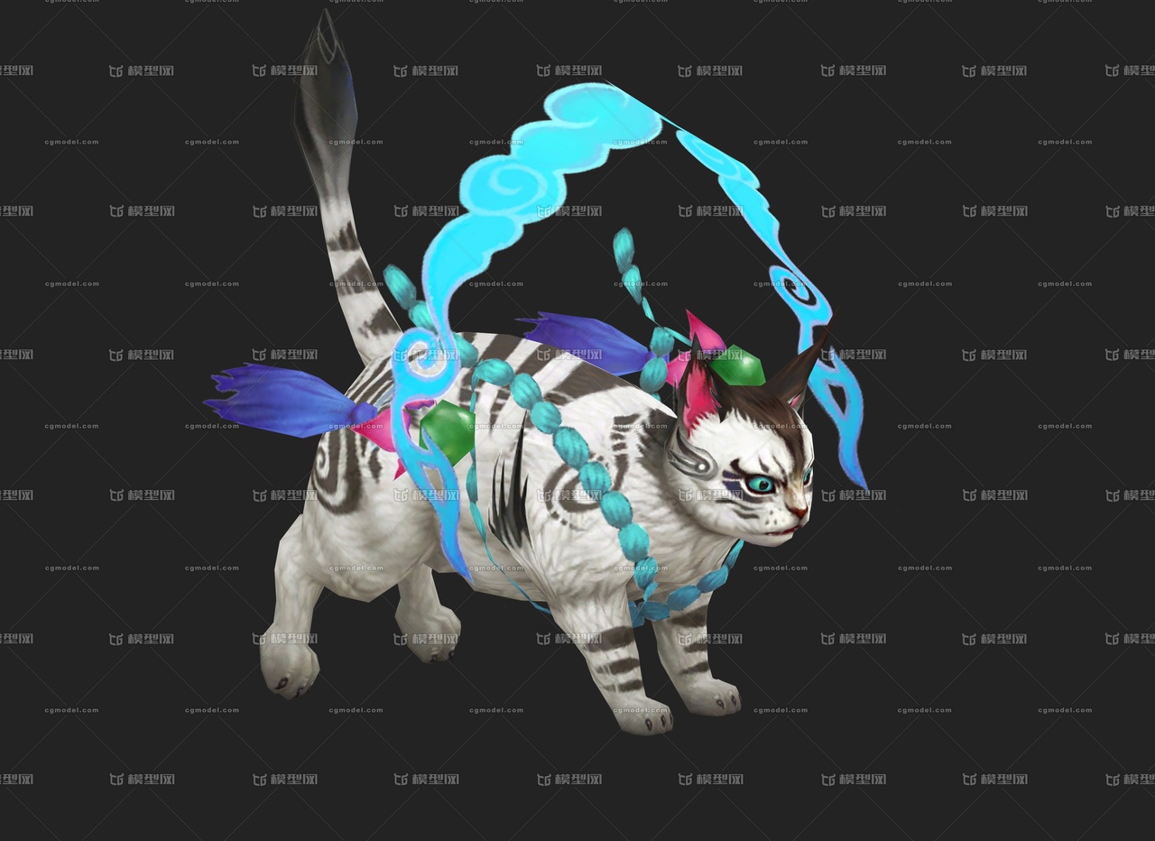 大花猫喵咪小猫仙猫猫坐骑-CG模型网(cgmodel)-三维设计师交流互动平台