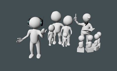 简体人老师和学生讲解员