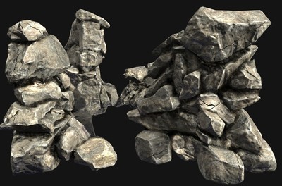 stone岩石石块精细的石头低模石头lowpoly石头大石块大石头