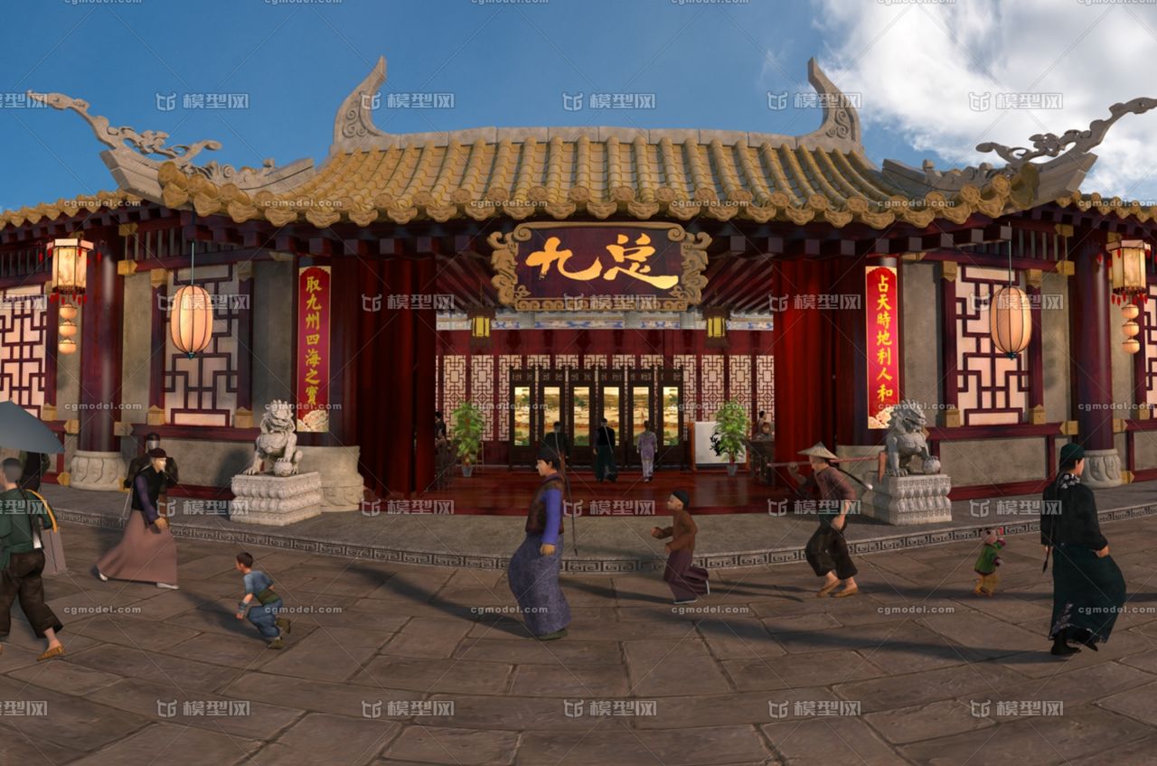 清朝商业街,古代门店,古代门面,清朝门店_lj260751432作品_建筑历史建筑_cg模型网