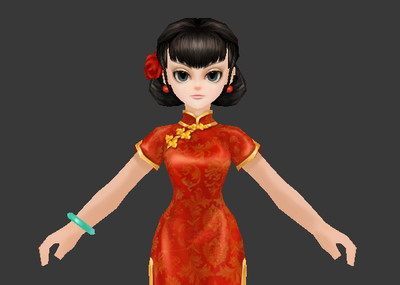 卡通q版唐装女 古装女 旗袍女 女孩_skjbill作品_人物女人_cg模型网