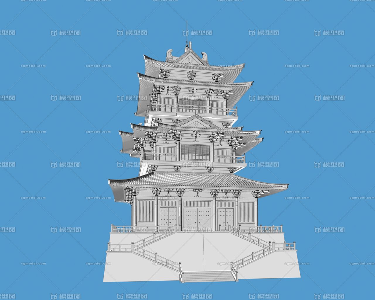 古建模型,中国古建,藏经阁,亭台楼阁模型_lianlian作品_建筑历史建筑