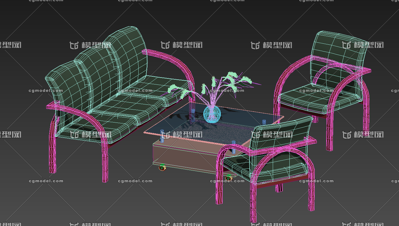 桌椅组合模型-桌椅模型库-3ds Max(.max)模型下载-cg模型网