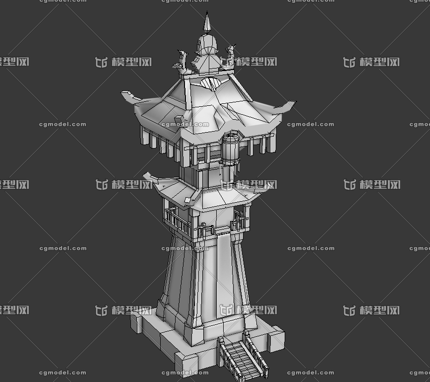 中国塔 古风模型-历史建筑模型库-3ds Max(.max)模型下载-cg模型网