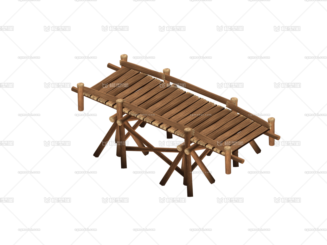 带底部架构木桥 木桥模型-古代场景模型库-3ds Max(.max)模型下载-cg模型网