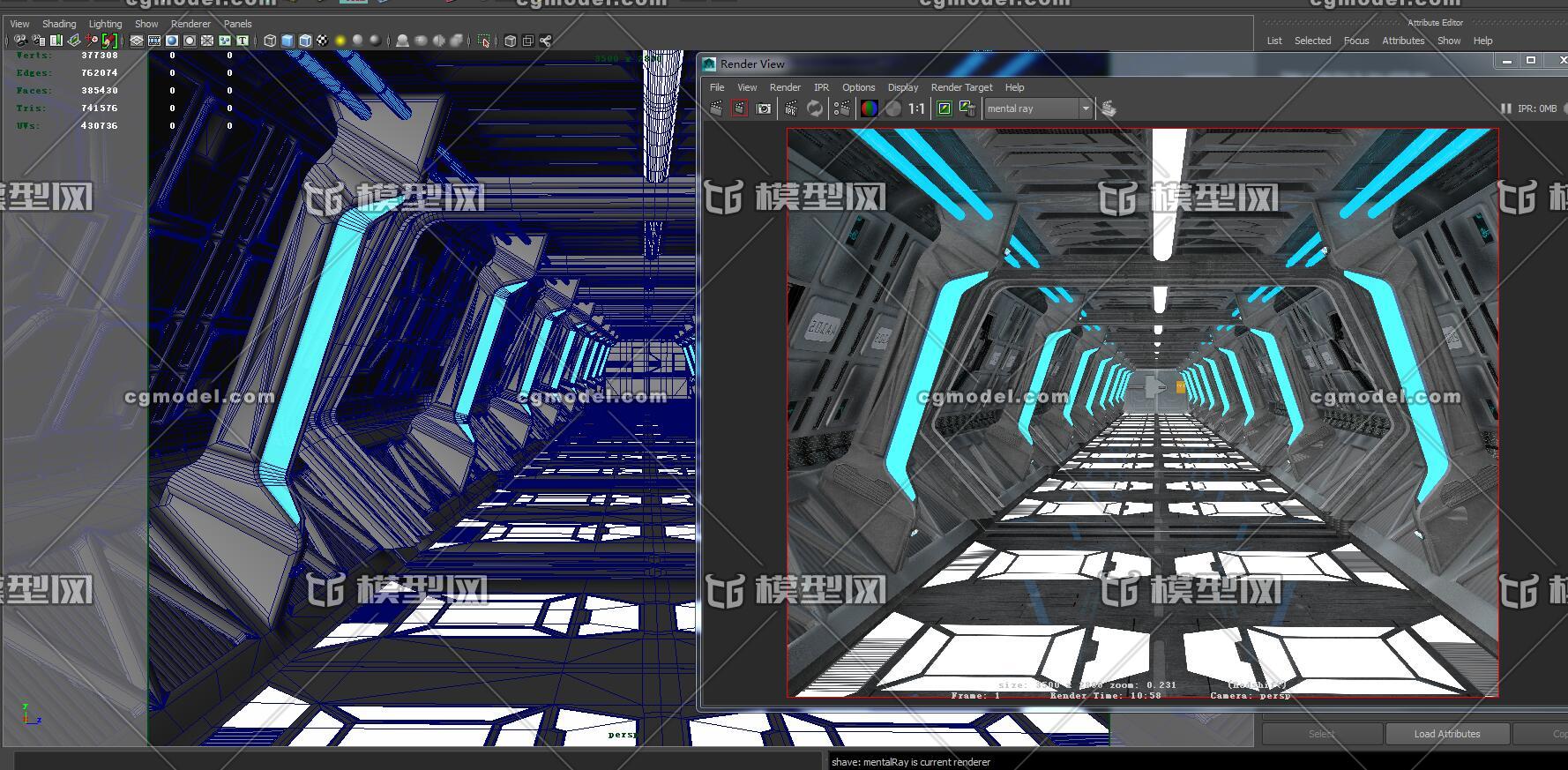 VR***未来科技走廊通道 空间站走廊通道模型-科幻场景模型库-Maya(.ma/.mb)模型下载-cg模型网