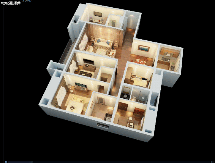 室内户型图,轴测图360旋转,俯瞰室内户型,住宅室内户型鸟瞰客厅,厨房