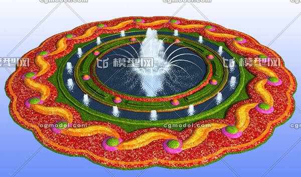 鸟瞰专用花坛_圆形花坛_中心花坛-bsjpwbf