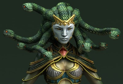 古希腊神话美杜莎女王 带精细绑定 蛇发女妖  墨杜莎   蛇女王  神话