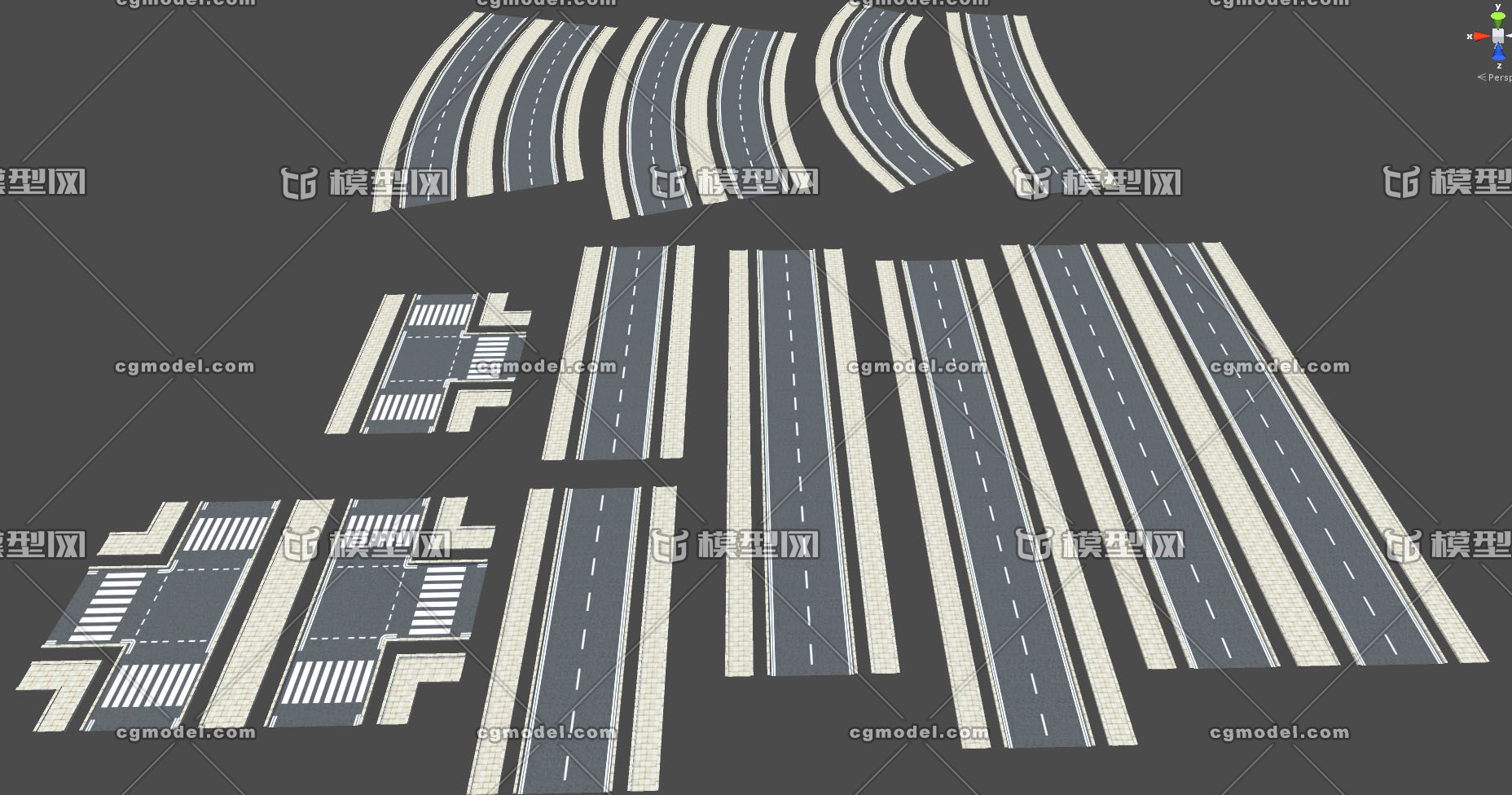 次世代公路路面街道可拼_liang1003567551作品_场景场景部件_cg模型网