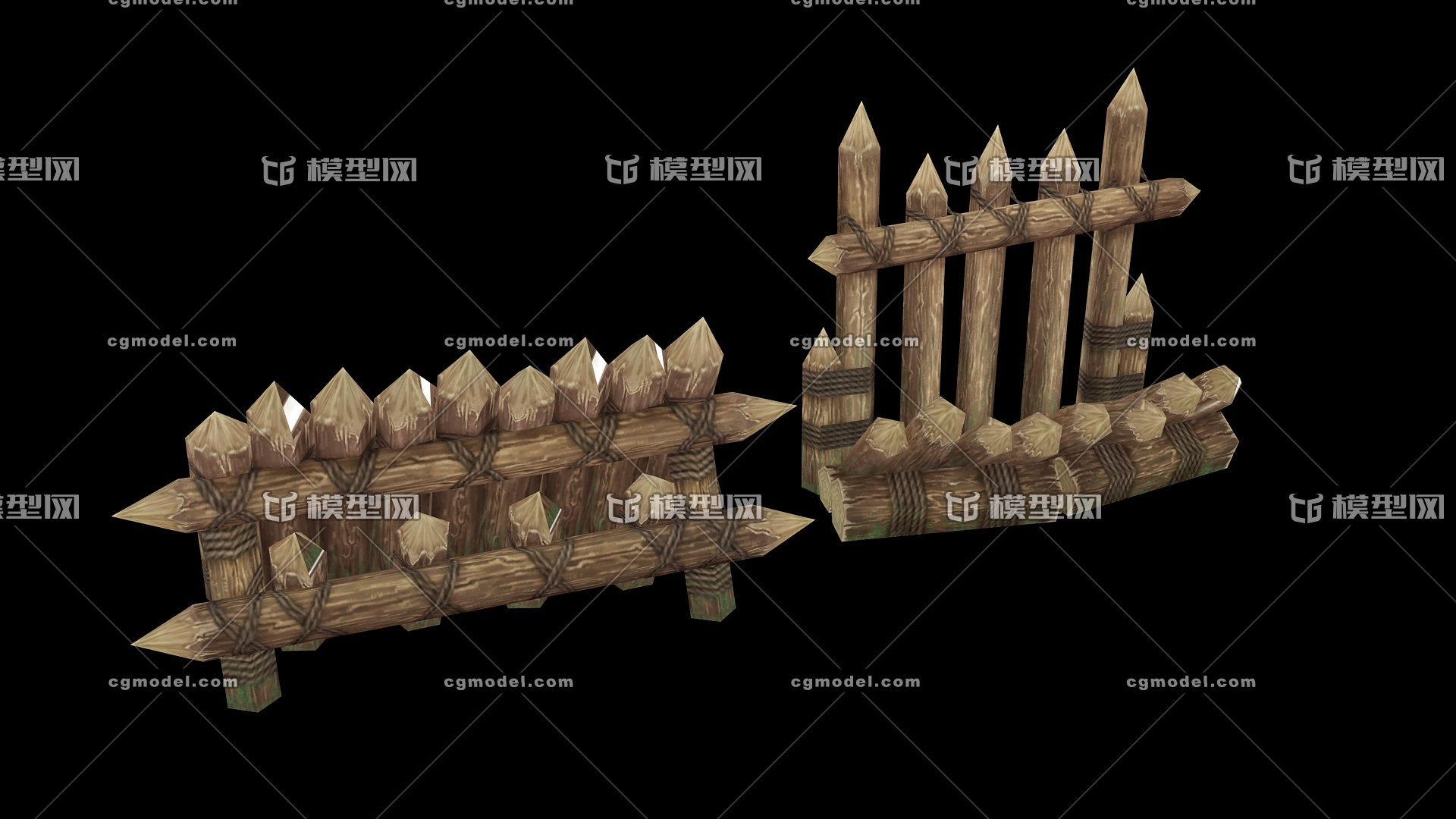 古代围栏拒马栏杆栅栏木栏围栏路障_xiqubanzi作品_场景场景部件_cg模型网