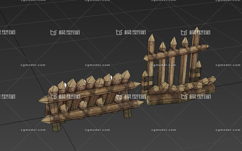 古代围栏拒马栏杆栅栏木栏围栏路障模型-场景部件模型库-3ds Max(.max)模型下载-cg模型网