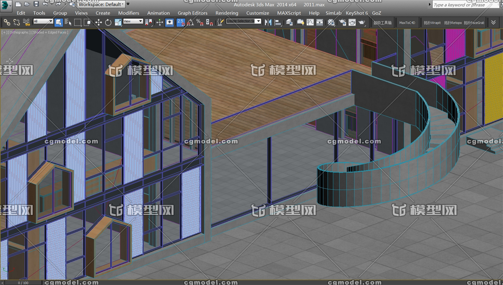 幼兒園 幼稚園 3dsmax 效果圖模型 現代 簡約 斜坡頂 學校 教師 室外