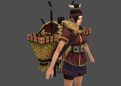 古代人物田间小农农民背着竹楼的女青年