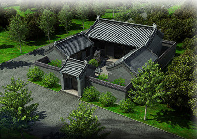 原创模型 祠堂 农村祠堂 家族祠堂 硬山建筑 四合院 古建模型 古建筑