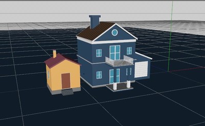 c4d卡通低多邊形小別墅居民房3d模型低面房子