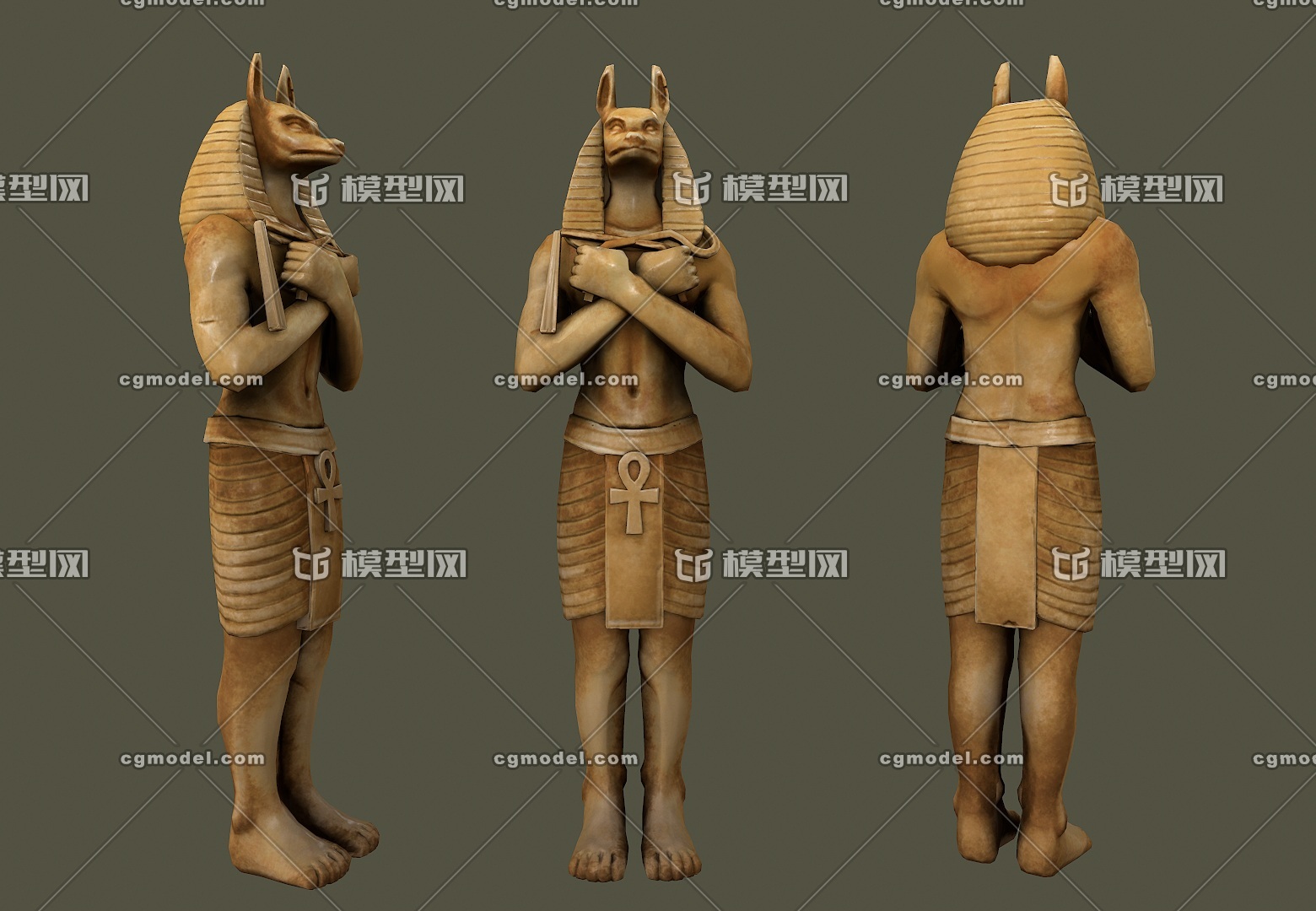 写实古埃及 阿努比斯 anubis 死神 守护神 胡狼 文物雕塑