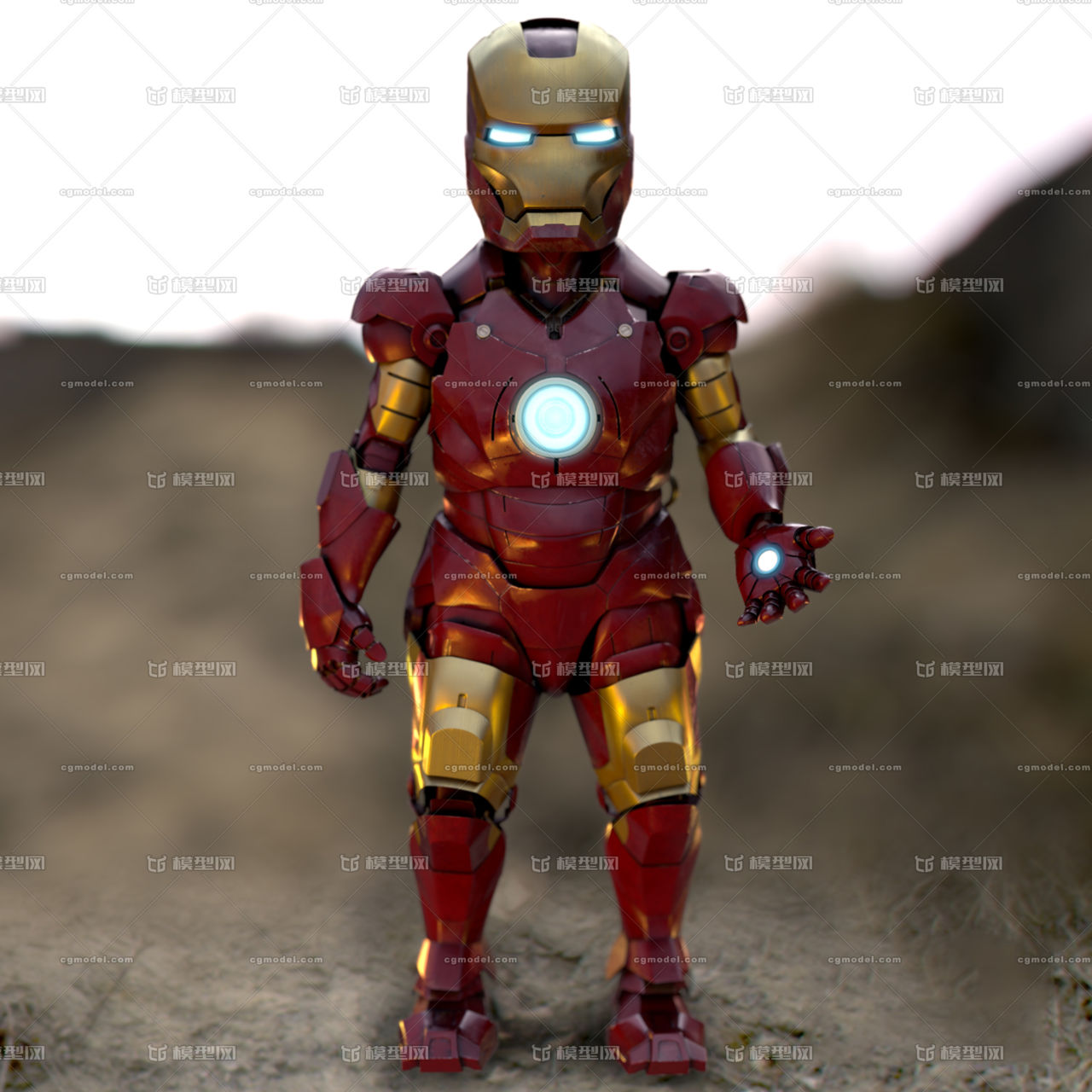q版钢铁侠-小钢铁侠-影视级动画_上中上作品_人物机器人/机甲_cg模型