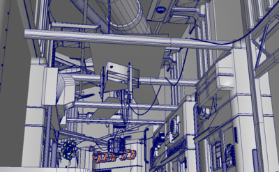 sci-fi black market alley科幻黑市巷街道建筑,路灯,商店