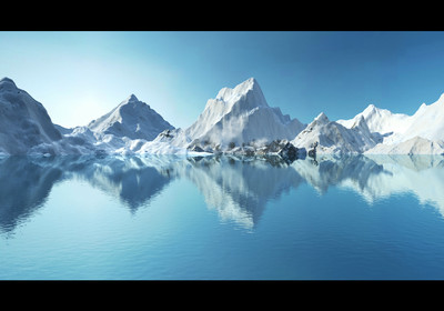 写实雪山湖水冰山动画场景 雪山场景 雪山湖水 阿尔卑斯山 山峰 冰川