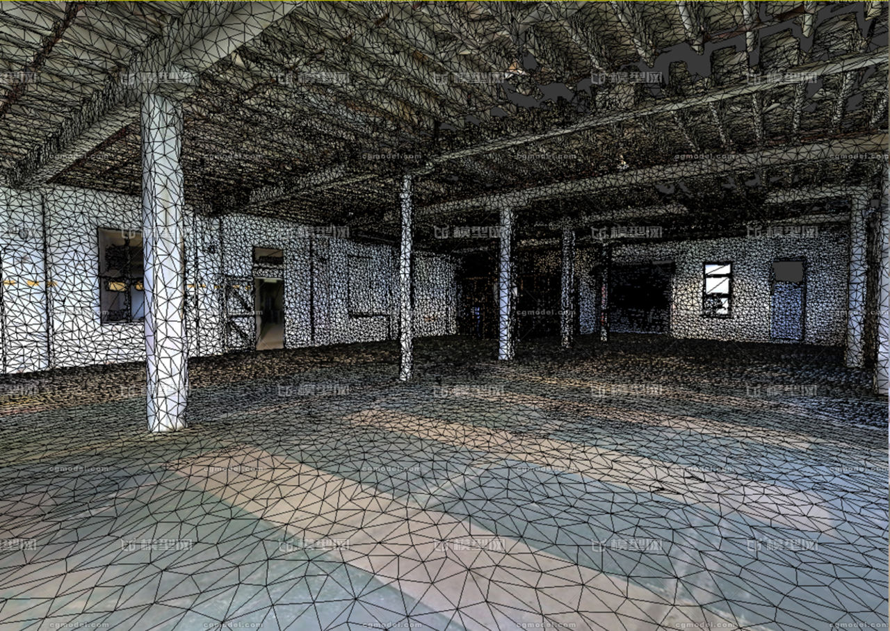 场景系列--次世代废弃仓库,废旧,破旧,破烂,野外,火烧,废墟,废弃房屋