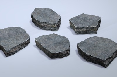 岩石圈 青石板 石板路 地层 _annan作品_石头植物石头_cg模型网