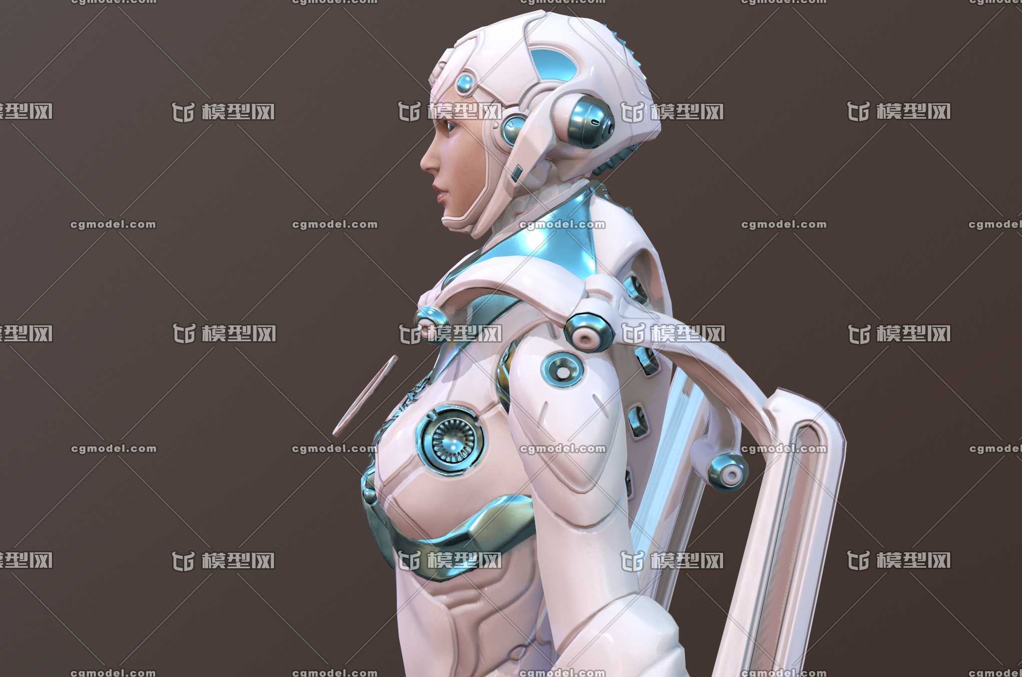 精致 未来 科幻 机器人 女飞行机器人 机械 机甲 铠甲 pbr 带动作