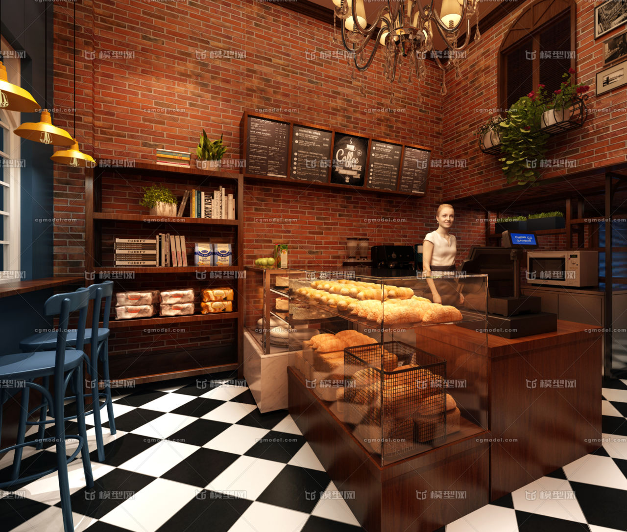 面包店,北欧蛋糕店,北欧店铺,女_em2018作品_工装酒店餐饮_cg模型网