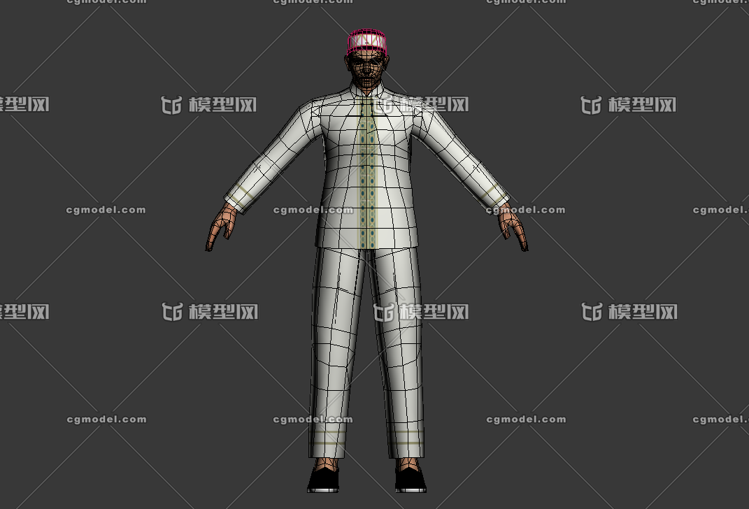 京族男士服装少数民族模型