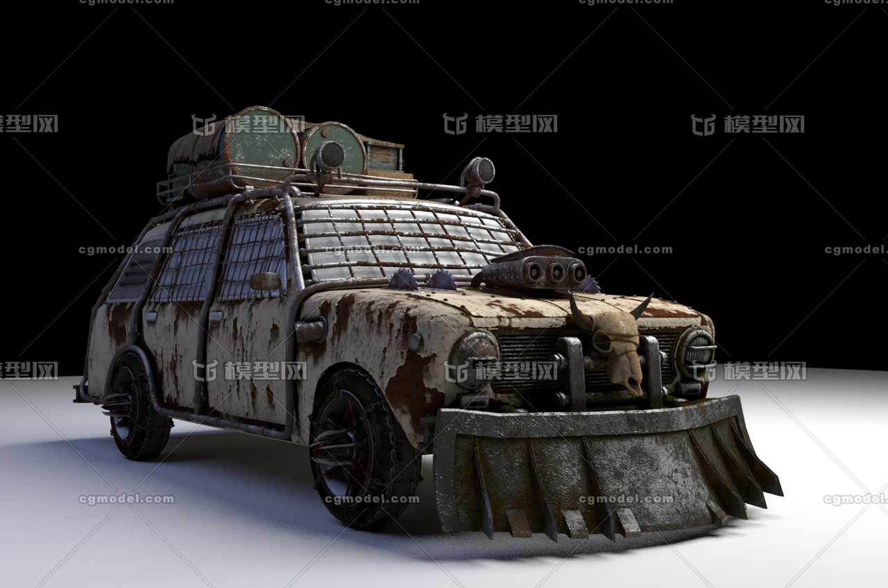 破旧汽车末日战车防丧尸改装车