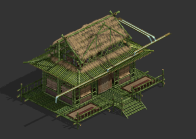 写实建筑房子竹屋茅草屋_ww466432852作品_场景古代场景_cg模型网