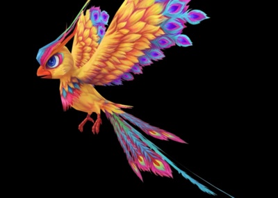 漂亮的卡通凤凰小鸟飞鸟神兽宠物五彩凤凰火鸟鹦鹉七彩凤凰七彩鸟神鸟