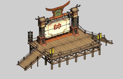 军营 点将台 模型