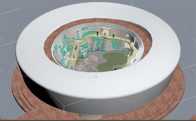 城市规划场馆 四川广元 现代风格 建筑 圆形建筑 沙盘 波浪异型建筑