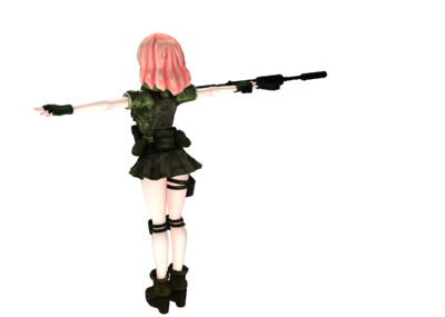 手绘低模 角色 女枪手 机关枪 卡通女_yixiaopeng作品_人物女人_cg