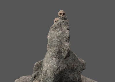 写实山石 头盖骨 石头 骷髅头