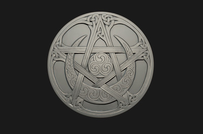 钩月五角星饰纹圆盾