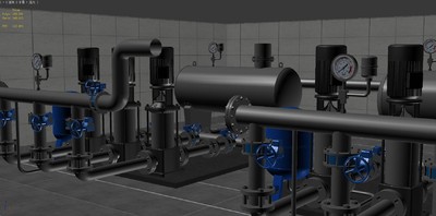 供水泵站泵房模型-现代场景模型库-3ds Max(.max)模型下载-cg模型网