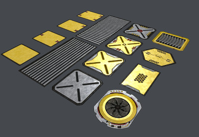 scifi 科幻场景部件 通道按钮  2048贴图  控制按钮  开关