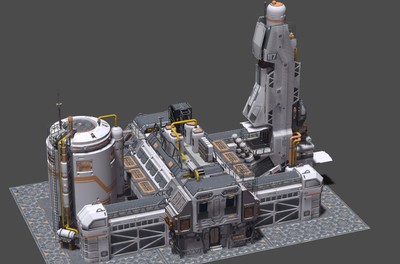 精细未来科幻建筑 基站 科幻基地 科幻未来实验室 未来科技基地 科幻