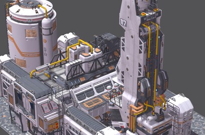 精细未来科幻建筑 基站 科幻基地 科幻未来实验室 未来科技基地 科幻