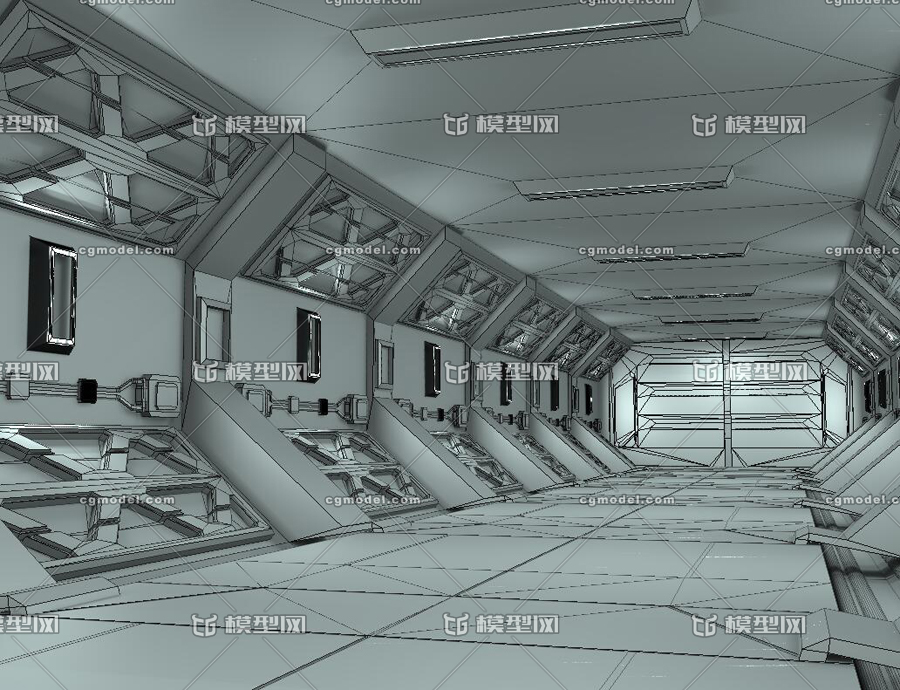 空间站通道 科幻场景 原创场景 太空长廊 科幻走廊 过道模型-科幻场景模型库-3ds Max(.max)模型下载-cg模型网