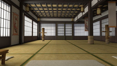室内场景 武术馆 日本刀 宝刀 日式练功场 跆拳道馆 桌子 动画